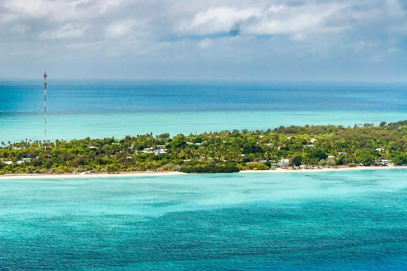 Aerial view of a Torres Strait coastline and reef